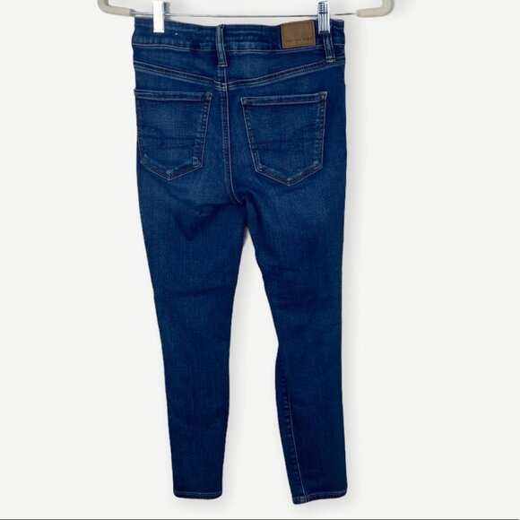 American Eagle Hi-Rise Distressed Jeggings‎ Size 4 X-Short Stretch Denim Jean - Picture 4 of 12